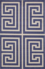 Unique Loom Athens Collection Classic Geometric Modern Border Design Area Rug (6' 0 x 9' 0 Rectangular, Navy Blue/ Beige)