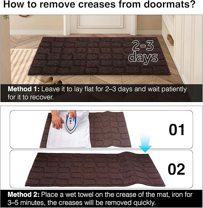Front Door Mat Outside Entrance, Outdoor Indoor Door Mats for Entryway, Entrance, Entry, Patio, Waterproof Non Slip Doormat, Low-Profile, 31.5" × 39“, Coffee