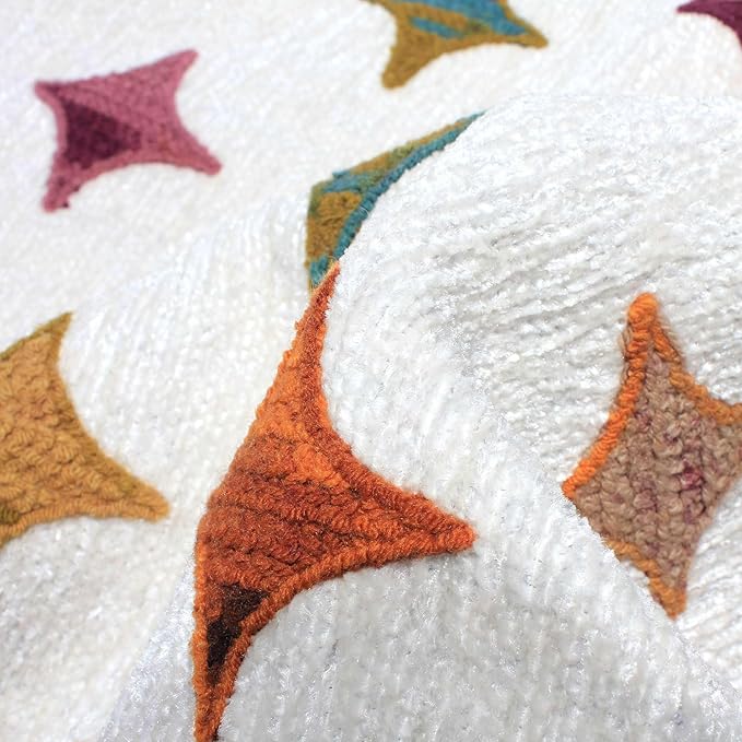 Alfa Rich 3x5 Moroccan White Area Rugs for Living Room Decor Washable Cotton Pet Friendly Runner