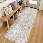jinchan Kalen Runner Rug 2x7 Washable Hallway Rug Vintage Indoor Thin Retro Floor Cover Distressed Floral Country Lightweight Non Slip Carpet for Entryway Bathroom Bedroom Living Room Stairway Red
