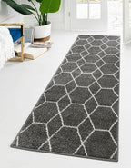 Unique Loom Trellis Frieze Collection Area Rug - Geometric (3' 3" x 16' 5" Runner Dark Gray/Ivory)