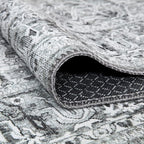 Bloom Rugs Washable Non-Slip 10 ft Runner - Gray/Charcoal Traditional Medallion Runner for Entryway, Hallway, Bathroom, and Kitchen - Exact Size: 2.5' x 10'