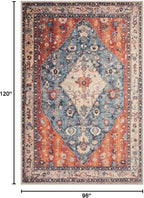 SERISSA Boho Tribal 8x10 Area Rugs, Washable Vintage Large Living Room Rug Non-Slip, Ultra Soft Oriental Print Distressed Farmhouse Carpet for Dining Room Bedroom Dorm Office Home Decor