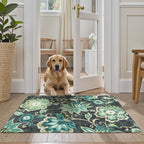 Lahome Floral Entryway Rug - 2x3 Small Throw Kitchen Rugs Non-Slip Washable Bedroom Rugs Blue Paisley Print Bathroom Mat Accent Distressed Doormat Floor Carpet for Laundry Room Living Room Office