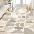 MUJOO Boho Rug Washable,4x6.5 Area Rugs for Bedroom Living Room Bedside Office,Throw Floor Carpet Non Slip Soft Indoor Modern Abstract Bohemian Neutral Beige