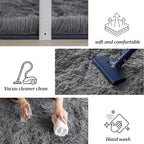 5x7 Area Rugs for Living Room Bedroom, Soft Fluffy Shaggy Bedside Rug, Indoor Floor Carpet for Kids Playroom, Dorms, Nursery Rooms, Home Decor (Grey 5'x7')