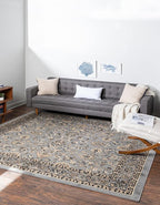 Rugs.com Yasmin Collection Rug – 8 Ft Square Gray Medium Rug Perfect for Living Rooms, Kitchens, Entryways