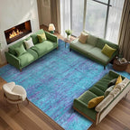 9x12 Abstract Area Rugs for Living Room, Modern Teal Purple Washable Indoor Rug for Bedroom, Soft Large Non-Slip Carpet for Dining Room Home Office Farmhouse Decor - Teal+Purple