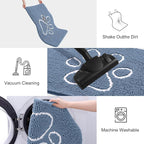 Smiry Dog Door Mat for Muddy Paws, Absorbent Dirt Trapper Non Slip Quick Dry Washable Chenille Mat for Mud Dogs, Entry Rug for Indoor and Outdoor (59x24 Inches, Airy Blue and White)