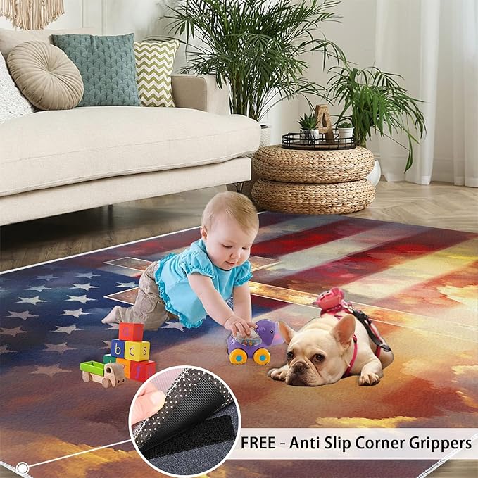 2x3 American Flag Rugs for Entryway - Stars Stripes Small Area Rugs, Independence Day Laundry Room Carpet Non Slip Accent Throw Rug for Bathroom Kitchen Sink Front Door