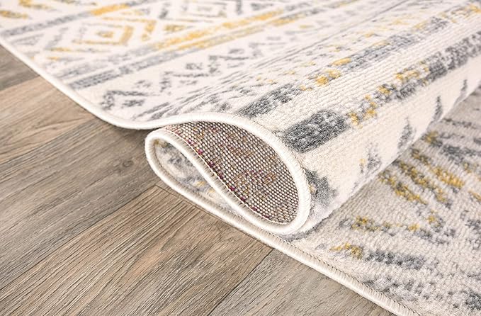 Rugshop Geometric Boho Perfect for high Traffic Areas of Your Living Room, Bedroom, Home Office, Kitchen Area Rug 3'3" x 5' Yellow