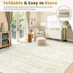 5x7 Area Rugs for Living Room, Washable Large Area Rug Neutral Modern Abstract Bedroom Rug Soft Non Slip Low Pile Stain Resistant Indoor Carpet for Nursery Kids Dining Room Office(Beige, 5'x7')