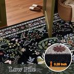 9x12 Area Rugs Living Room Rug: Vintage Washable Rug Floral Soft Carpet Indoor Floor Non-Slip Boho Stain Resistant Large Carpets for Bedroom Kids Nursery Dining Room Farmhouse Home Office Black