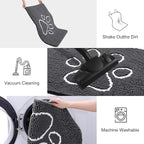 Smiry Dog Door Mat for Muddy Paws, Absorbent Dirt Trapper Non Slip Quick Dry Washable Chenille Mat for Mud Dogs, Entry Rug for Indoor and Outdoor (71x46 Inches, Dark Grey and White)