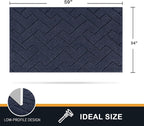 PURRUGS Dirt Trapping Door Mat 34" x 59", Non-Slip Machine Washable Entry Rug, Shoe Scraper, Dog Doormat, Super Absorbent Welcome Mat for Front & Back Door, Muddy Wet Shoes & Paws, Navy Blue