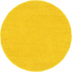 Unique Loom Solid Shag Collection Area Rug (6' 1" Round, Tuscan Sun Yellow)
