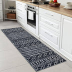 KUTA Moroccan Washable Hallway Runner Rug, 2x6 Non-Slip Vintage Black Boho Rugs Kitchen Runners Ultra Soft Distressed Geometric Floor Carpet for Bedroom Laundry Living Room