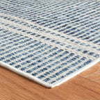 Dash & Albert Malta Blue Machine Washable Rug, 7.5 X 9.5 Feet, Blue Stripe Pattern