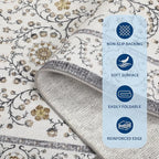 GarveeHome Boho 5x7 Area Rug for Bedroom, Floral Vintage Rugs for Living Room with Soft Low Pile, Non Slip Botanical Washable Rugs 5x7 for Dining Room Grey Carpet for Entryway Dorm Office Playroom