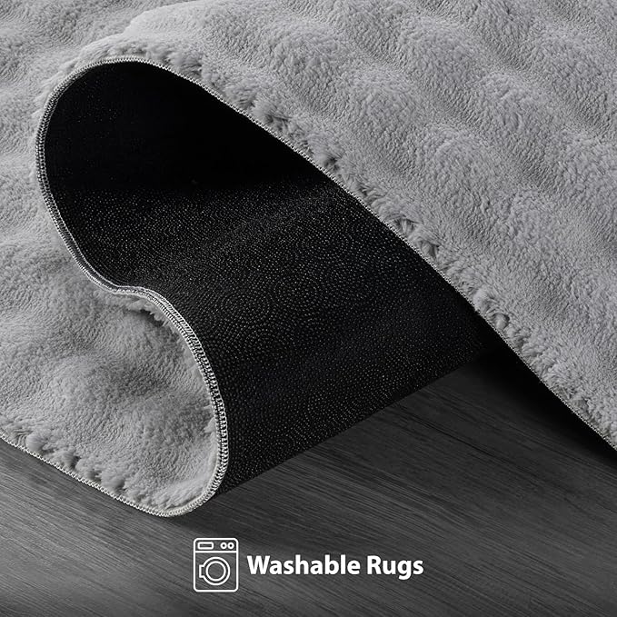CAMILSON Modern Gray Non Slip Rug 3x5 Ultra Soft High Pile Area Rugs Non Skid Rubber Backing Durable & Easy to Clean Carpet for Living Room Bedroom Kids Room Indoor Use (3 x 5 Gray)