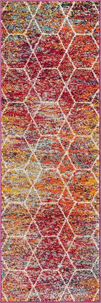 Unique Loom Trellis Frieze Collection Area Rug - Geometric (2' x 6' Runner, Multi/ Ivory)