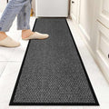 GOYLSER 6ft Kitchen Runner Rugs Non Skid, Absorbent Small Jute Kitchen Carpet Rugs, Rubber Backed Home Floor Mat, Black