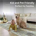 Bloom Rugs Washable Non-Slip 9' x 12' Rug - Yellow Traditional Medallion Area Rug for Living Room, Bedroom, Dining Room, and Kitchen - Exact Size: 9' x 12'