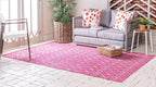 Unique Loom Outdoor Trellis Collection Area Rug - Tribal Trellis (9' x 12' Rectangle, Fuschia/ Gray)