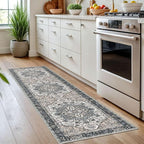 KOZYFLY Runners for Hallways 2x7 Ft Washable Kitchen Runner Rug Boho Runner Rug for Entryway Indoor Printed Faux Wool Long Floor Carpet Runner for Bedroom Laundry Kitchen Hallway, Black/Taupe/Beige