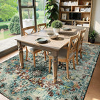 Lahome Area Rugs 6x9, Washable Area Rugs for Living Room Non Slip Bedroom Dining Room Rug, Large Bohemian Soft Stain Resistant Indoor Floor Carpet for Apartment Nursery Kids Room, Teal