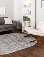 Unique Loom Marilyn Monroe Glam Collection Area Rug - Trellis (7' 10' x 10' Oval, Gray Silver/ Silver)