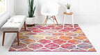 Rugs.com Lattice Frieze Collection Rug – 4' Square Multi Medium Rug Perfect for Living Rooms, Kitchens, Entryways