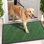 Kitinjoy Front Door Mat Outside Entrance, Sturdy Natural Dirt Trapper, Heavy Duty Rubber Doormat, Low Profile Non-Slip Backing, Easy Clean Floor Mat for Indoor Outdoor Entry, 47X23 Inch, Green