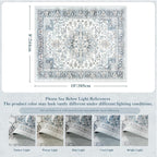 LIVEBOX Washable Area Rug 8x10 - Large Blue Vintage Tribal Living Room Rug Oriental for Bedroom, Non-Slip Retro Medallion Carpet Print Distressed for Dining Room Guest Office