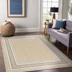 Beverly Rug Non Slip Area Rugs 8x10 Modern Bordered Non Skid Rubber Backing Soft Area Rug for Living Dining Room Easy to Clean Non Shedding Kitchen Bedroom Indoor Carpet 8 x 10 Beige
