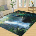 Peacock Rugs for Bedroom - 8x10 Rug, Peacock Decor Area Rugs for Living Room, Natural Landscapes Carpet, Waterfall Washable Area Mat, Aesthetics Carpet - Peafowl Home Decor & Gifts