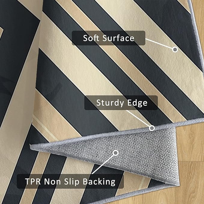 Modern Geometric Rug, Washable 5x7 Rug for Living Room, Herringbone Chevron Patterned Indoor Carpet, Modern Geometric Decor for Home, Bedroom, Soft Non Slip Thin Design FER78