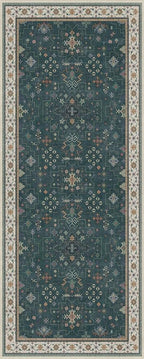 Dark Green 2x5 Kitchen Rug - Modern Vintage Boho Eclectic Floral Pastel, Washable Low Pile Non-Slip Small Runner Rugs for Entryway Door Mat Indoor Entrance, Bedroom, Hallway
