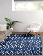 Unique Loom Marilyn Monroe Glam Collection Area Rug - Trellis (7' 10" Square, Navy Blue Silver/ Silver)