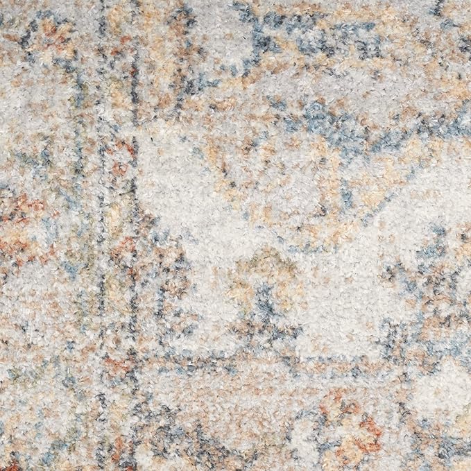 Nourison Home Astra Machine Washable Grey Multicolor 2'2" x 12' Area Rug - Easy Clean, Non Shedding, Bed Room, Living Room, Dining Room, Kitchen (12' Runner)