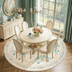 jinchan Round Rug 7ft Area Rug Vintage Floral Distressed Design Machine Washable Soft Non-Slip Low-Pile Ultra-Thin Circle Rug for Living Room Dining Room Bedroom Home Office (7' Round, Apricot Multi)