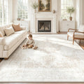 8X10 Area Rugs for Living Room, Washable Rugs Beige Vintage Medallion Non-Slip Soft Low Pile Rug Large Indoor Retro Carpet for Bedroom Dining Room Home Office Nursery Room(Beige,8'x10')
