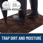 OLANLY Door Mats Indoor, Non-Slip, Absorbent, Dirt Resist, Entrance Washable Mat, Low-Profile Inside Entry Doormat for Entryway (32x20 inches, Dark Brown)