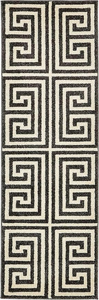 Unique Loom Athens Collection Classic Geometric Modern Border Design Area Rug (2' 0 x 6' 0 Runner, Black/ Beige)