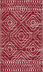 Wonnitar Moroccan Washable 3x5 Rug for Living Room, Non-Slip Chrisrmas Rug for Entryway, Low Pile Soft Farmhouse Area Rug for Bedroom Entry Kitchen Basement (Red,3'x5')
