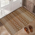 Indoor Door Mat 2x3 Washable Rug,Braided Area Rug,Front Door Mat with Non Slip Rubber Backed,Cotton Doormat for Front Entryway Bathroom Kitchen Bedroom,Brown/White