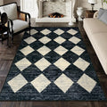Lahome Moroccan Trellis Area Rug - 5x7 Black Washable Large Rugs for Bedroom Living Room Mat, Checkered Soft Non Slip Stain Resistance Indoor Accent Carpet for Dining Room Coffee Table