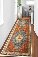 COMSLE Boho Runner Rug, 2' x 7' Washable Rugs for Hallway Faux Wool Small Kitchen Area Rug Distressed Throw Rug Non-Slip Laundry Room Rug Carpet Runner for Entryway Indoor Bedroom