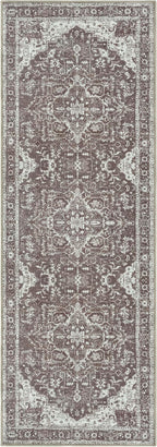 Bloom Rugs Washable Non-Slip 12 ft Runner - Dark Brown Traditional Medallion Runner for Entryway, Hallway, Bathroom, and Kitchen - Exact Size: 2.5' x 12'