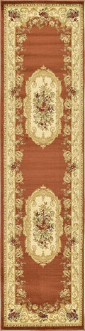 Unique Loom Versailles Collection Traditional Classic Floral Motif Area Rug (2' 7 x 10' 0 Runner, Terracotta/ Ivory)